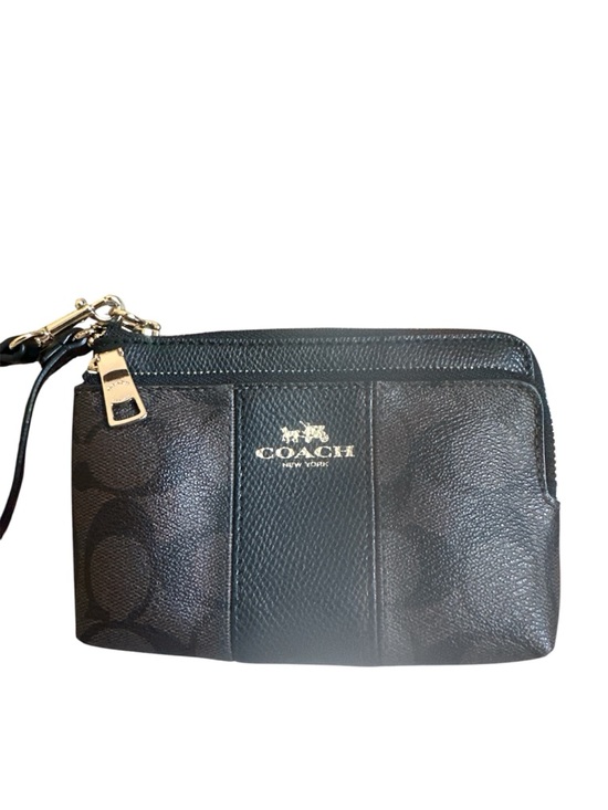 Coach Handbags - Coach Double Zip Wristlet in their signature coated canvas and pebble leather